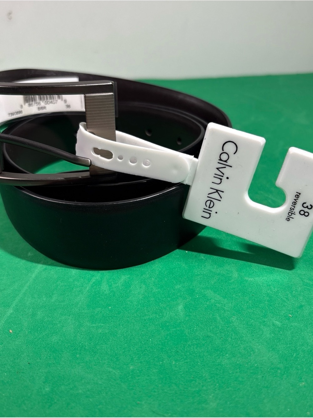 Calvin Klein Black Faux Leather Reversible Belt with 1 flaw. See photo.